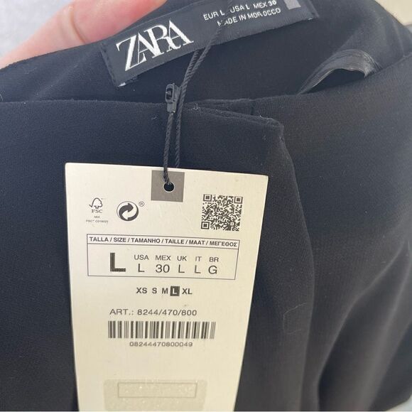 ZARA Flowy High Waisted Dress Pants Black L - Picture 4 of 5